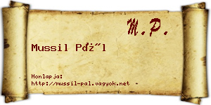 Mussil Pál névjegykártya